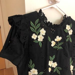 Zara crop tie back embroidered top